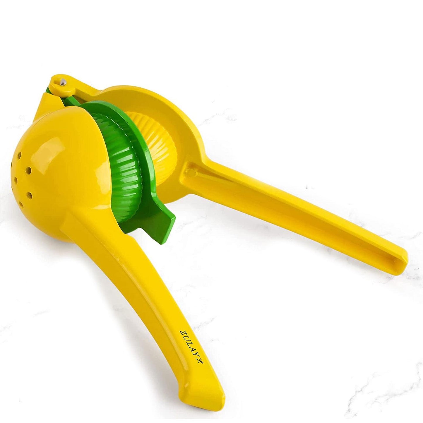 Metal 2-In-1 Lemon Squeezer Manual - Sturdy, Max Extraction Hand Juicer Lemon Squeezer Gets Every Last Drop - Easy to Clean Manual Citrus Juicer - Easy-to-Use Lemon Juicer Squeezer-Yellow/Green