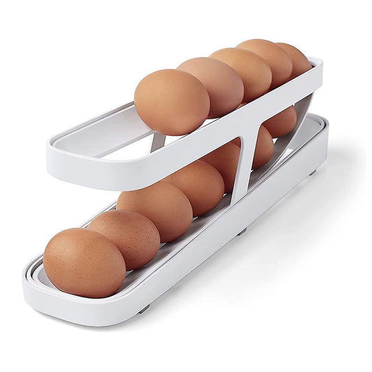 Egg Dispenser, Space-Saving Rolling Eggs Dispenser and Organizer for Refrigerator Storage